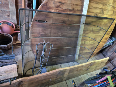 Fireplace Screen, Tool Set, and Log Carrier - Image 1 of 4