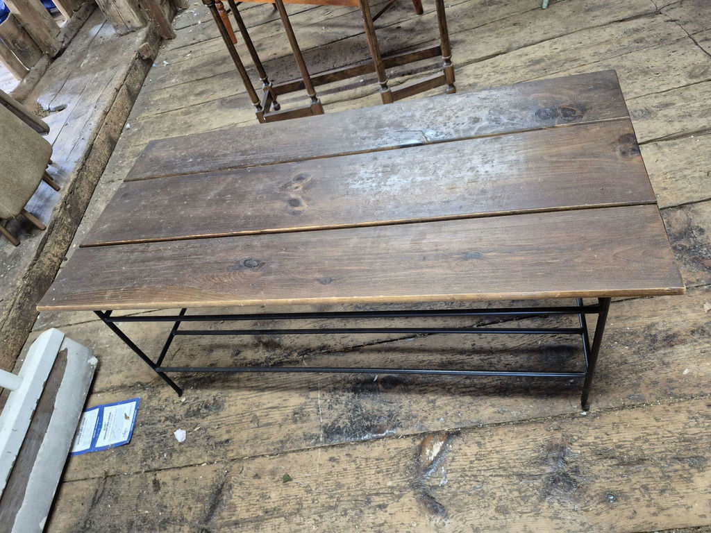 Wooden Coffee Table With Metal Base - image 1 of 3