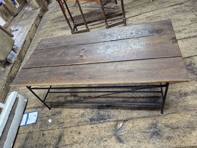 Wooden Coffee Table With Metal Base - Image 1 of 3