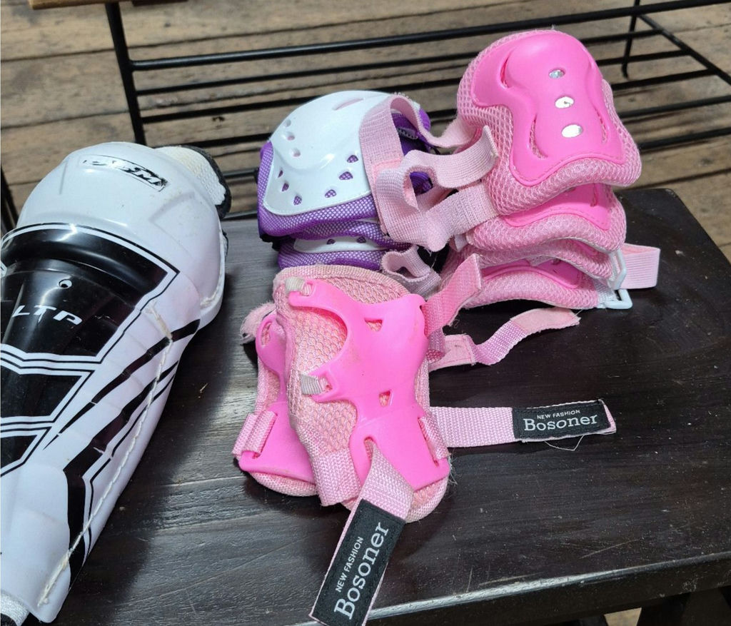 Two Helmets, Shin Guards, and Protective Pad Sets - image 5 of 5