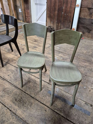 Two Green Wooden Chairs - Image 1 of 2