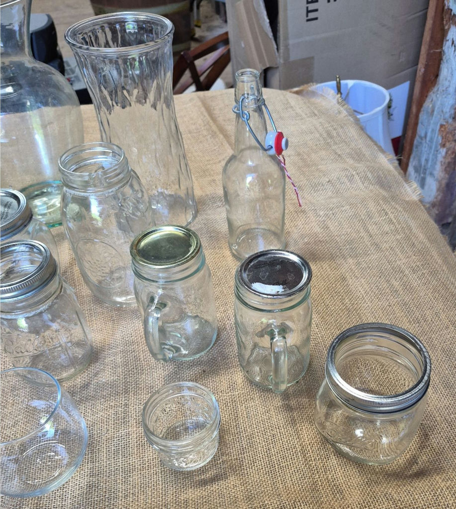 Assorted Clear Glass Jars, Bottles, Vases, and Drinking Glasses - image 4 of 4