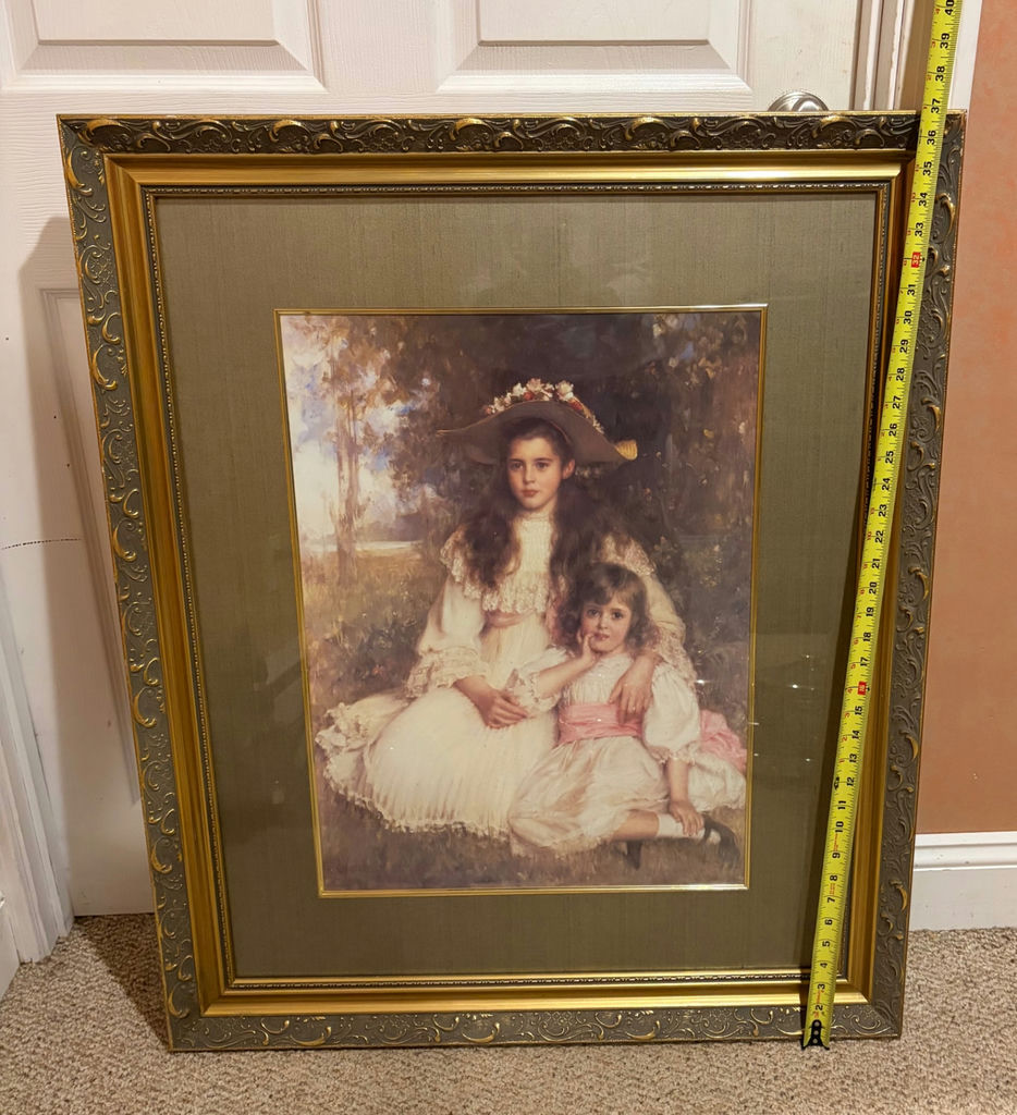 Framed Bassett Fine Art Print of Two Girls - image 1 of 3