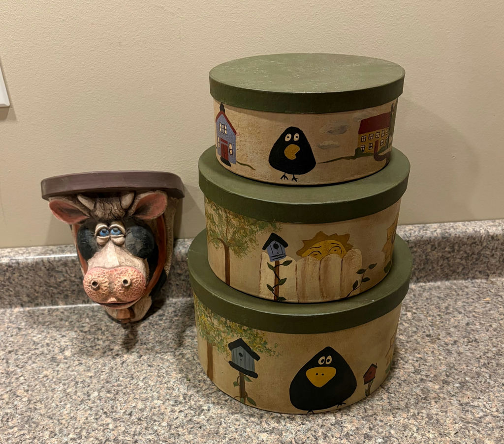 3 Stacking Primitive Boxes and Cow Shelf - image 1 of 2