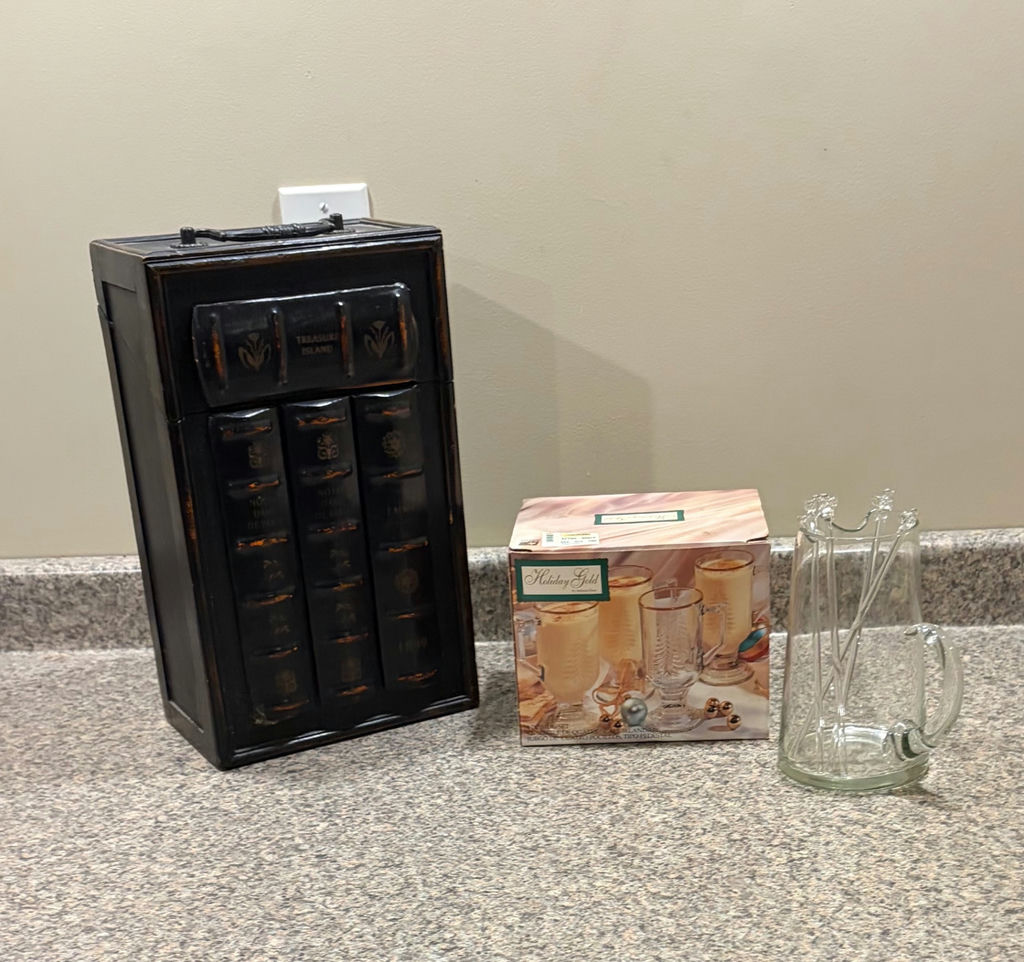 Wooden Wine Caddy, Glasses, Pitcher - image 1 of 2