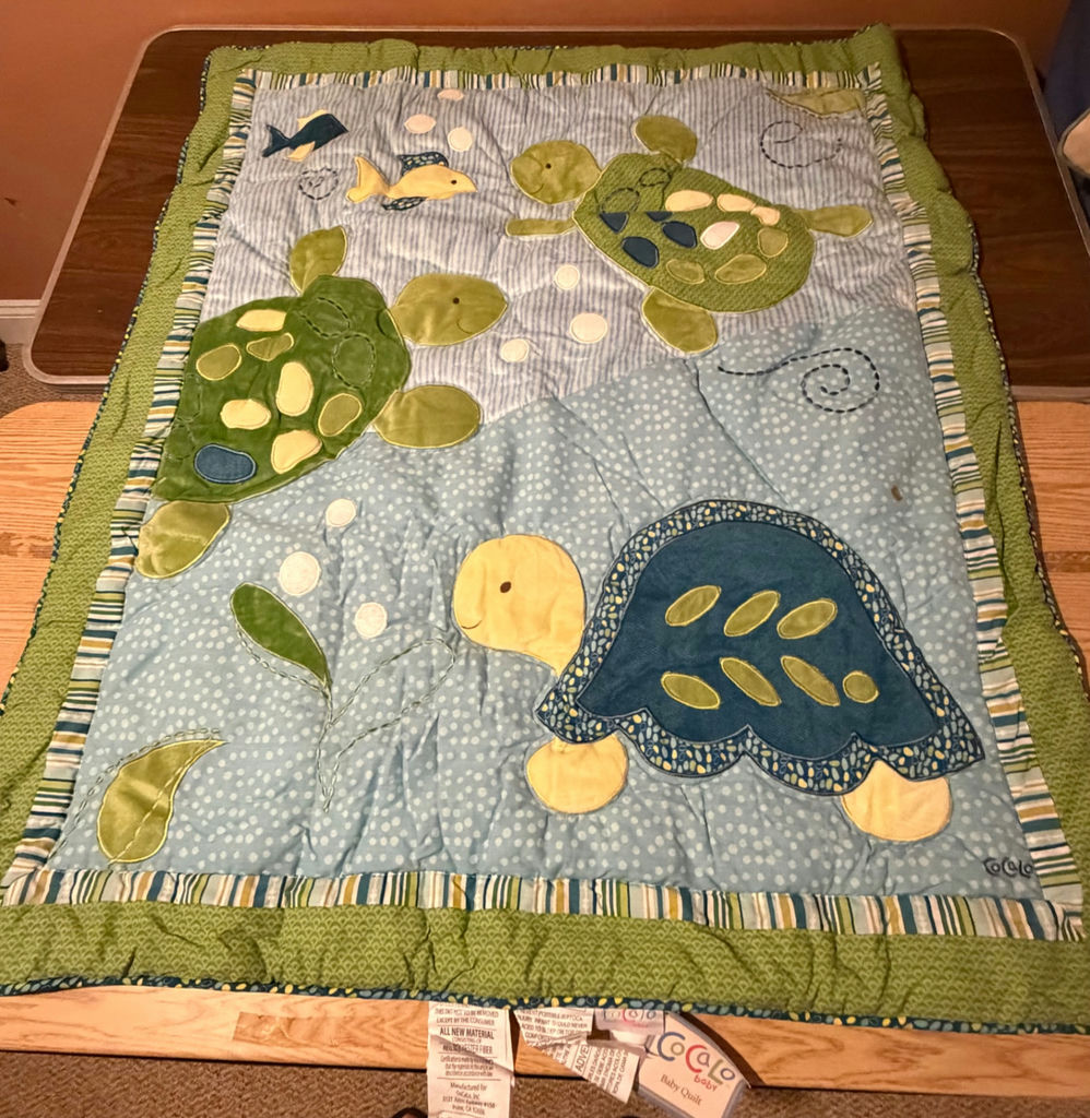 Baby Quilt for Crib Turtle Theme - image 1 of 3
