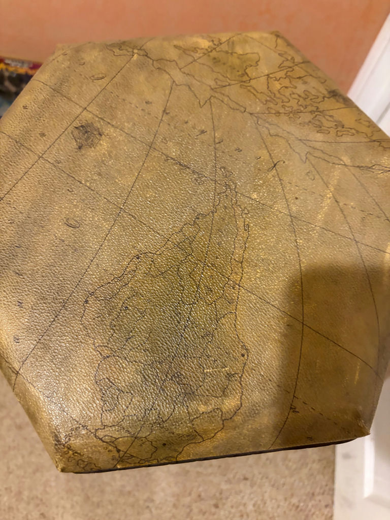 Decorative “Map” Pedestal Table Leather Style - image 2 of 4