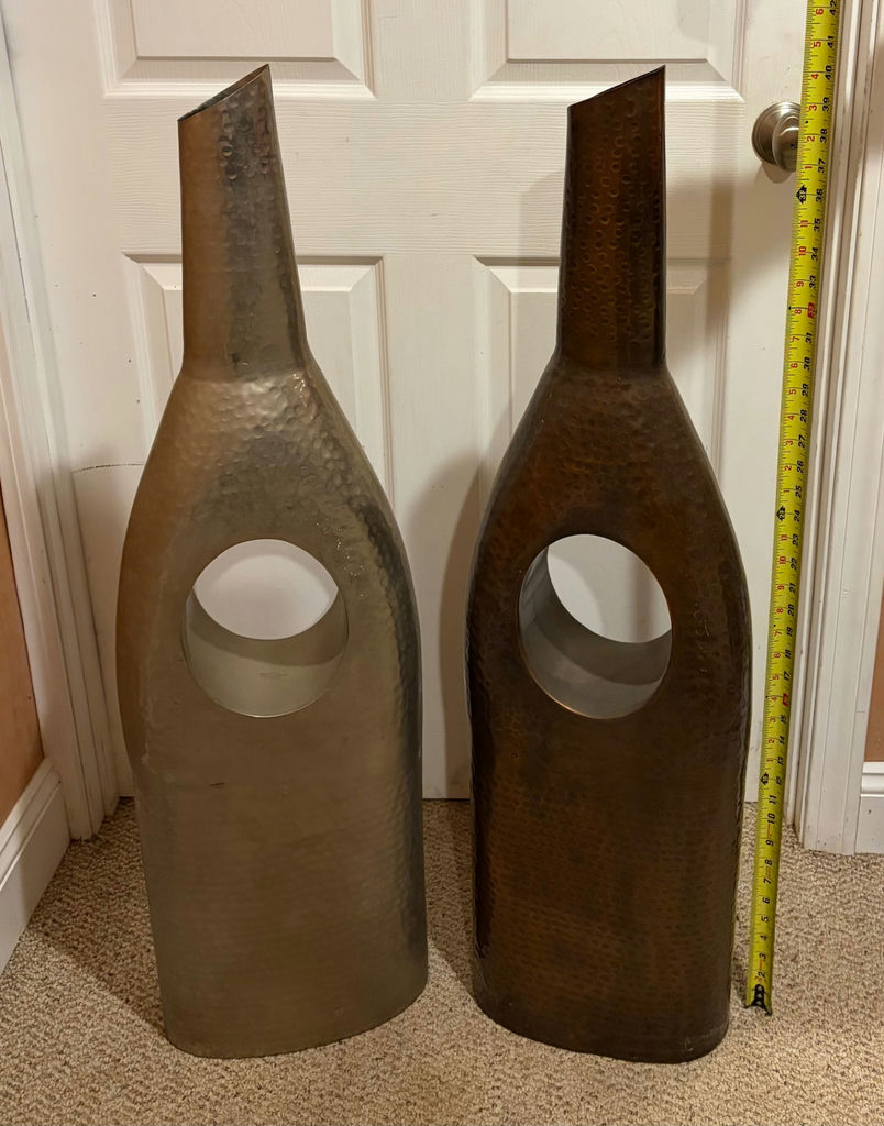 2 Tall Textured Hammered Aluminum Vases - image 1 of 1