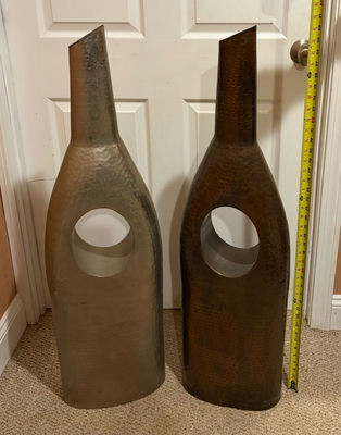 2 Tall Textured Hammered Aluminum Vases - Image 1 of 1