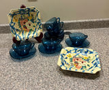 Blue Glass Cups and Saucers, Plates - thumbnail 1 of 2