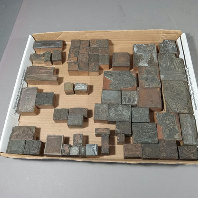 Antique Metal & Wood Letterpress Blocks - Image 1 of 17