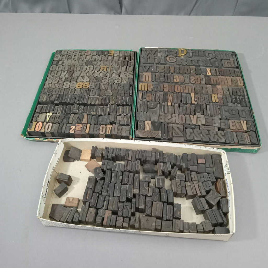 Antique Letterpress Type Blocks - All Wood - image 1 of 8