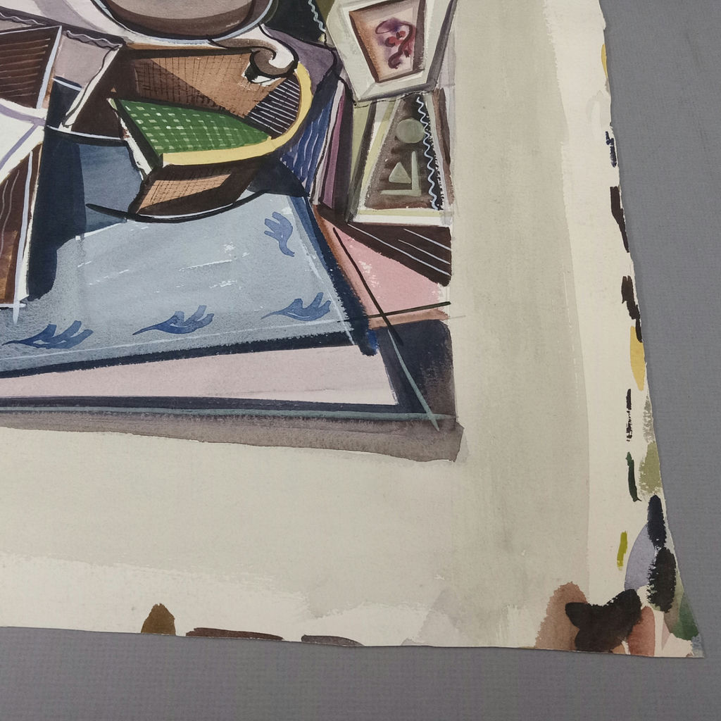 Cubist Still Life Watercolor on Paper - image 3 of 4