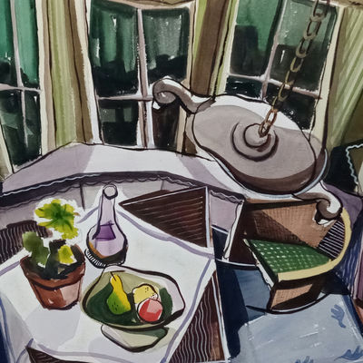 Cubist Still Life Watercolor on Paper - Image 1 of 4