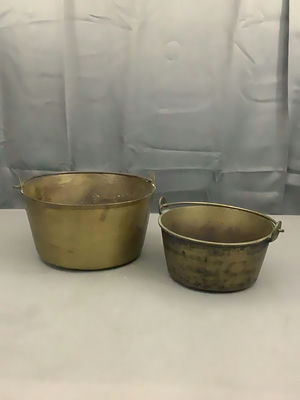 Antique Brass Pots - Image 1 of 7