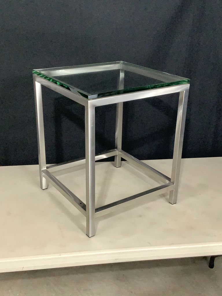 Brushed Nickel & Glass Side Tables - image 2 of 5