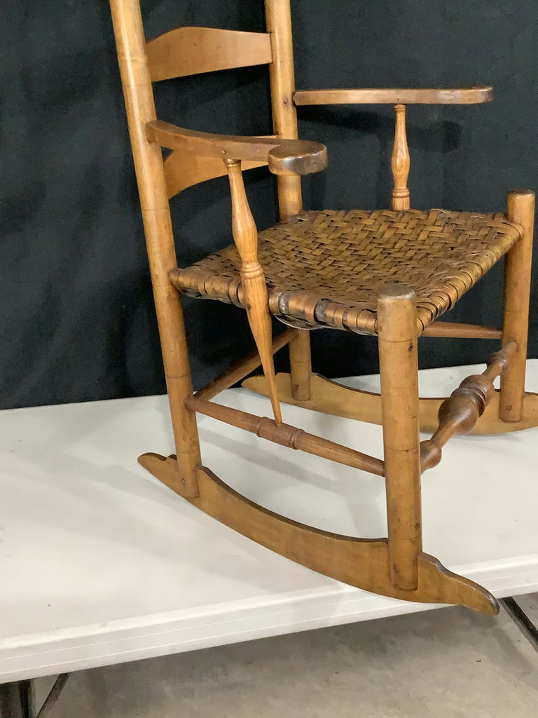 Antique Wooden Ladder-Back Rocking Chair - image 4 of 18