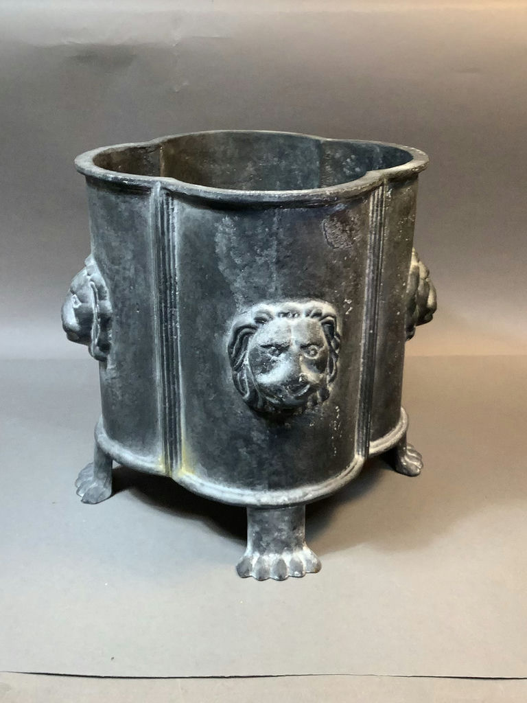 Cast Iron Lion Head Planter - image 1 of 10