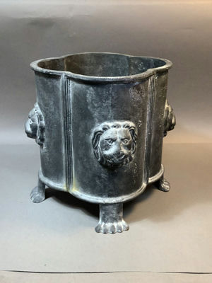 Cast Iron Lion Head Planter - Image 1 of 10