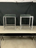 Brushed Nickel & Glass Side Tables - thumbnail 1 of 5
