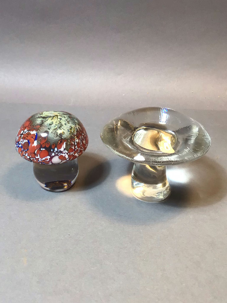 Viking Zodiac & Hadeland Glass Mushroom Paperweights - image 1 of 8
