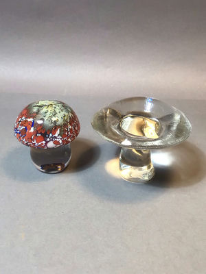 Viking Zodiac & Hadeland Glass Mushroom Paperweights - Image 1 of 8