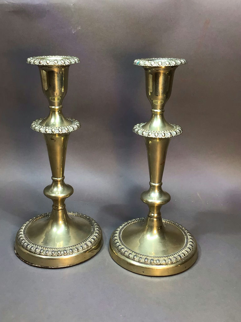 Antique Plated Tall Candle Holders - image 1 of 10