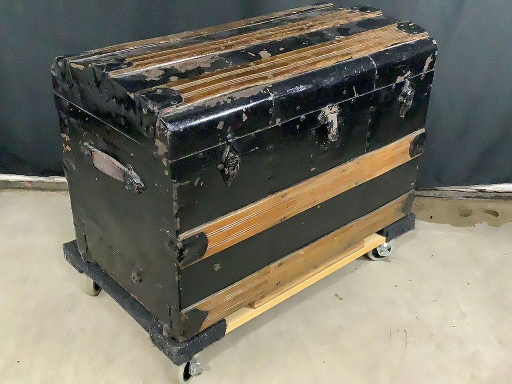 Antique Black Steamer Trunk - image 6 of 8