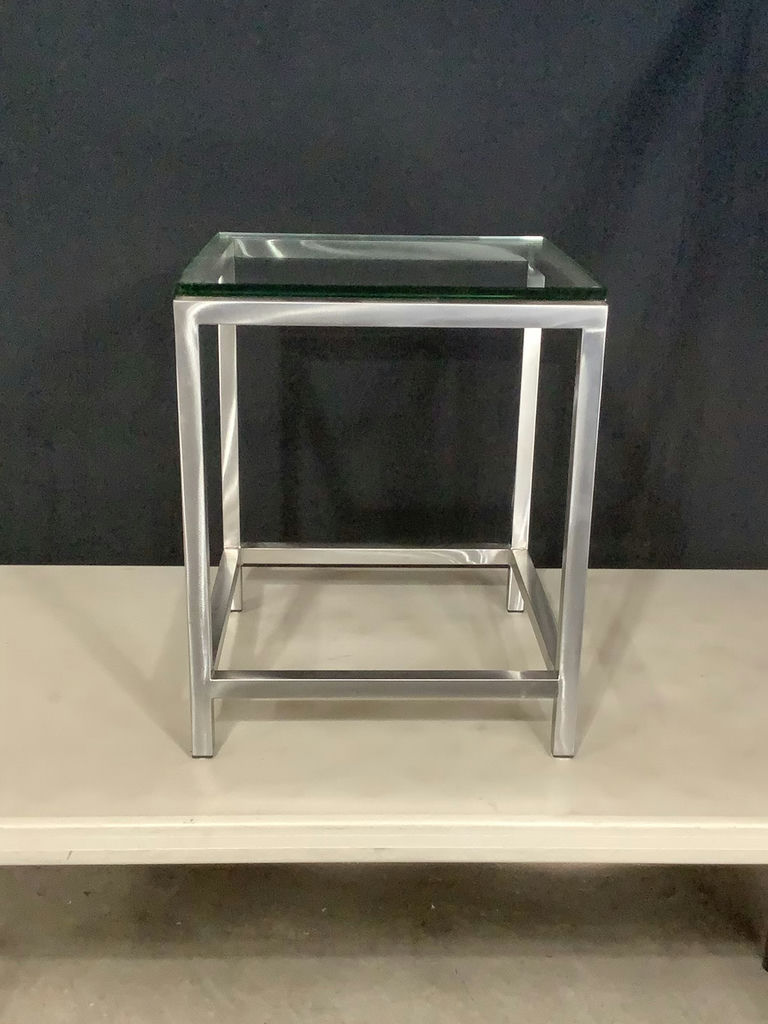 Brushed Nickel & Glass Side Tables - image 3 of 5