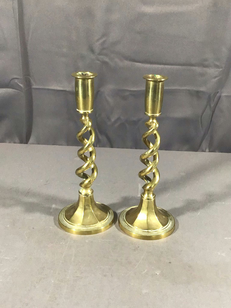 Vintage Brass Candle Holders & Trivet - image 2 of 10