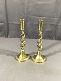 Vintage Brass Candle Holders & Trivet - thumbnail 2 of 10