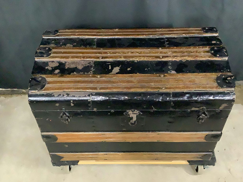 Antique Black Steamer Trunk - image 2 of 8