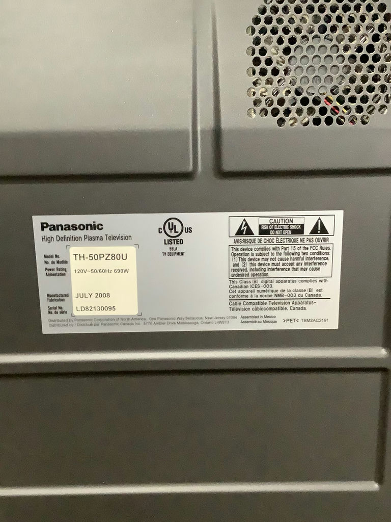 Panasonic 50in High Def Plasma TV NO REMOTE - image 2 of 6