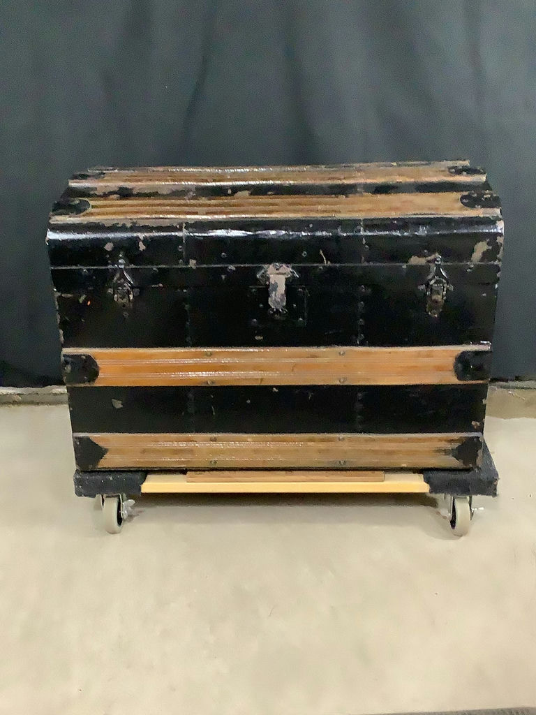 Antique Black Steamer Trunk - image 1 of 8