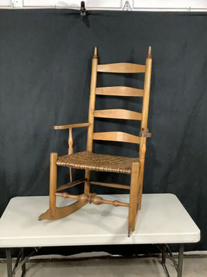 Antique Wooden Ladder-Back Rocking Chair - Image 1 of 18