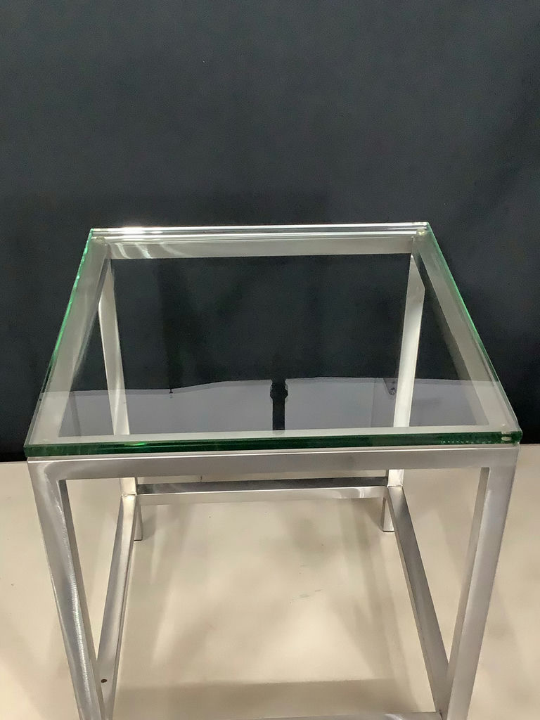 Brushed Nickel & Glass Side Tables - image 4 of 5