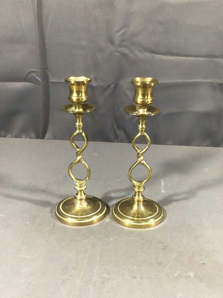 Vintage Brass Candle Holders & Trivet - image 3 of 10