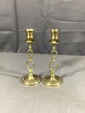 Vintage Brass Candle Holders & Trivet - thumbnail 3 of 10
