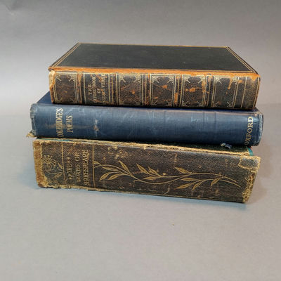 Antique English Poetry & Prose / Brass Bookends - Image 1 of 24