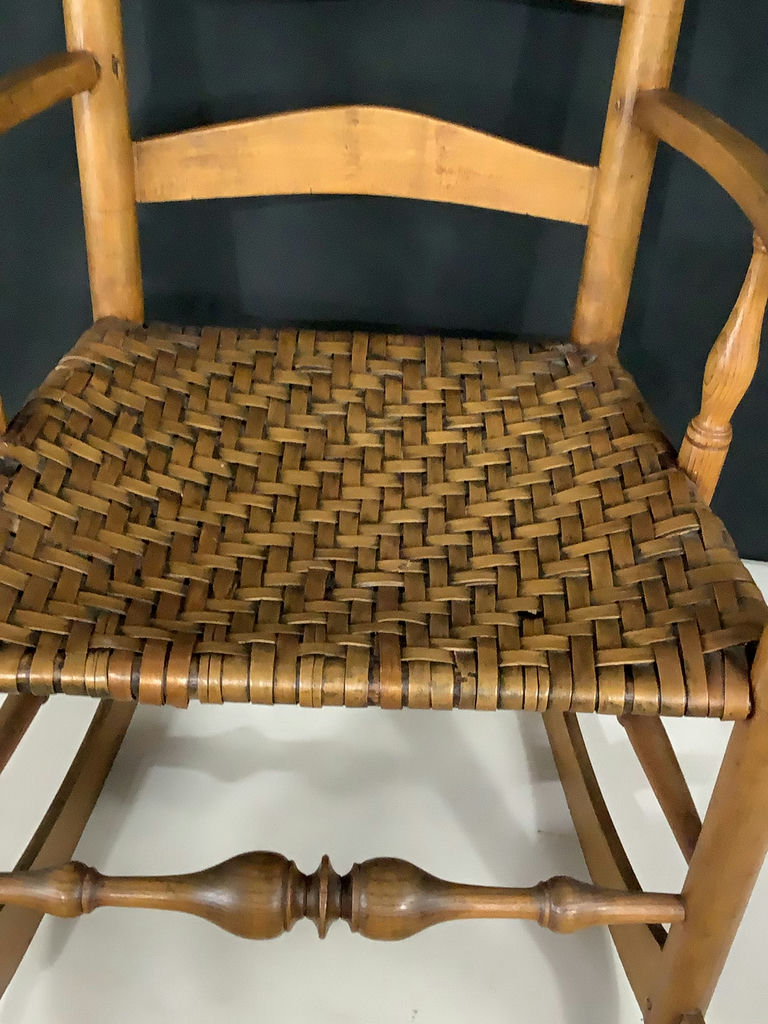 Antique Wooden Ladder-Back Rocking Chair - image 9 of 18