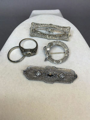 Antique Jewelry - Filigree 14K White Gold & More (8+dwt) - Image 1 of 11