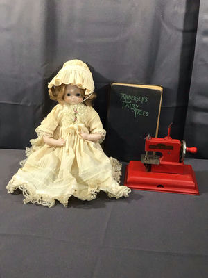 Vintage Doll, Sewing Machine, Book - Image 1 of 16