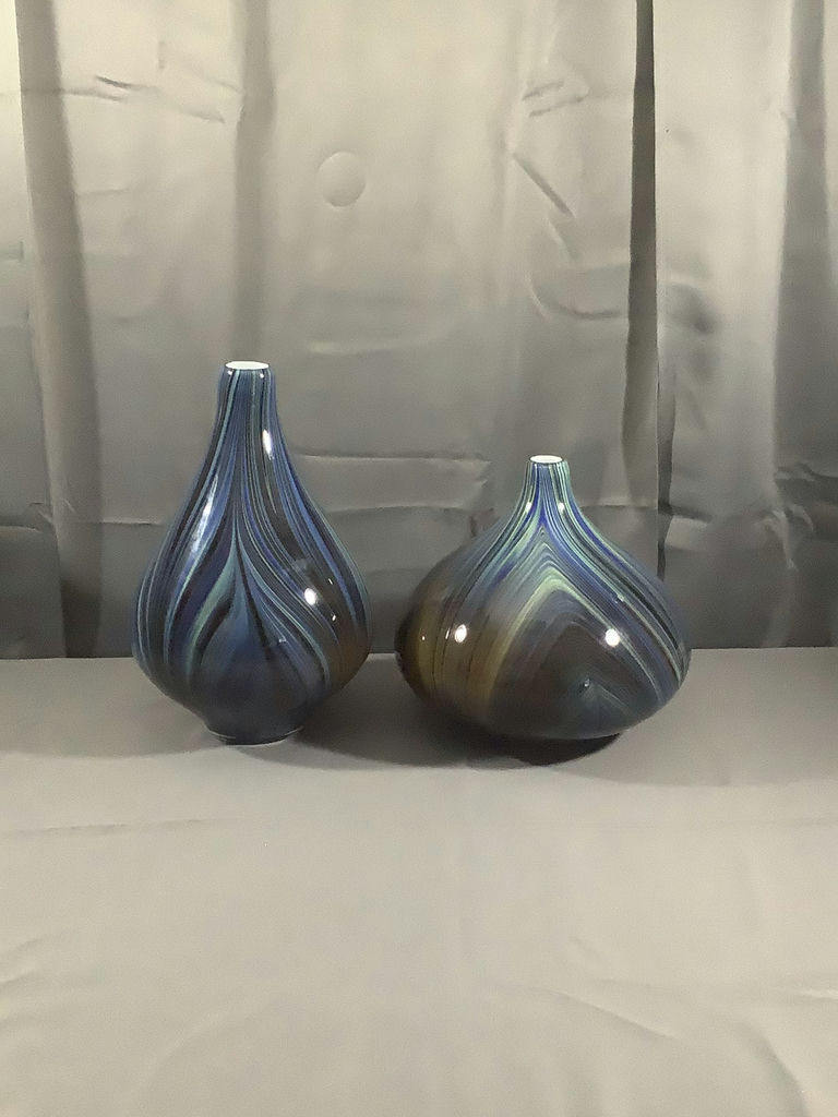 Blue Swirl Glass Vases - image 1 of 8