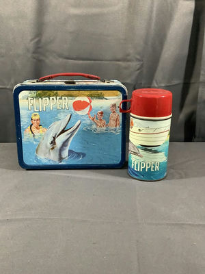 1966 King-Seeley Flipper Metal Lunchbox + Thermos - Image 1 of 6
