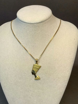 18K Yellow Gold Necklace & Nefertiti Pendant (6 dwt) - Image 1 of 9