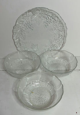 Vintage Clear Glass Plate and Bowls - Image 1 of 3