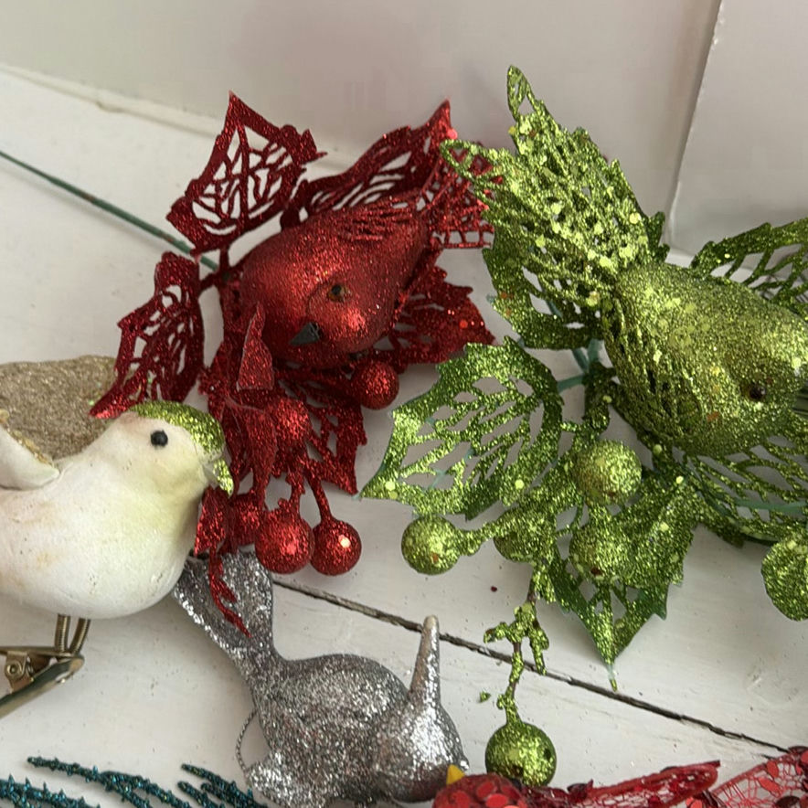 Assorted Glitter Holiday Decor Including Bird Figurines - image 5 of 5