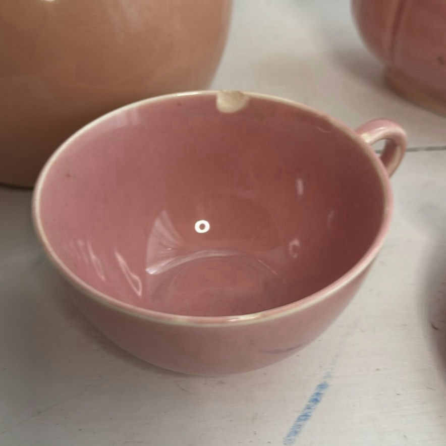 Pink Pastel Ceramics pitcher, gravy boat, teacups and saucers -  Including Shenandoah - image 3 of 9
