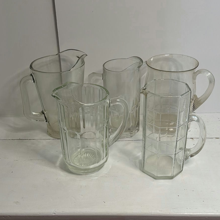 Assorted Clear Glass Vintage Pitchers - image 1 of 6