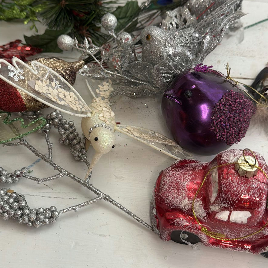 Assorted Glitter Holiday Decor Including Bird Figurines - image 3 of 5